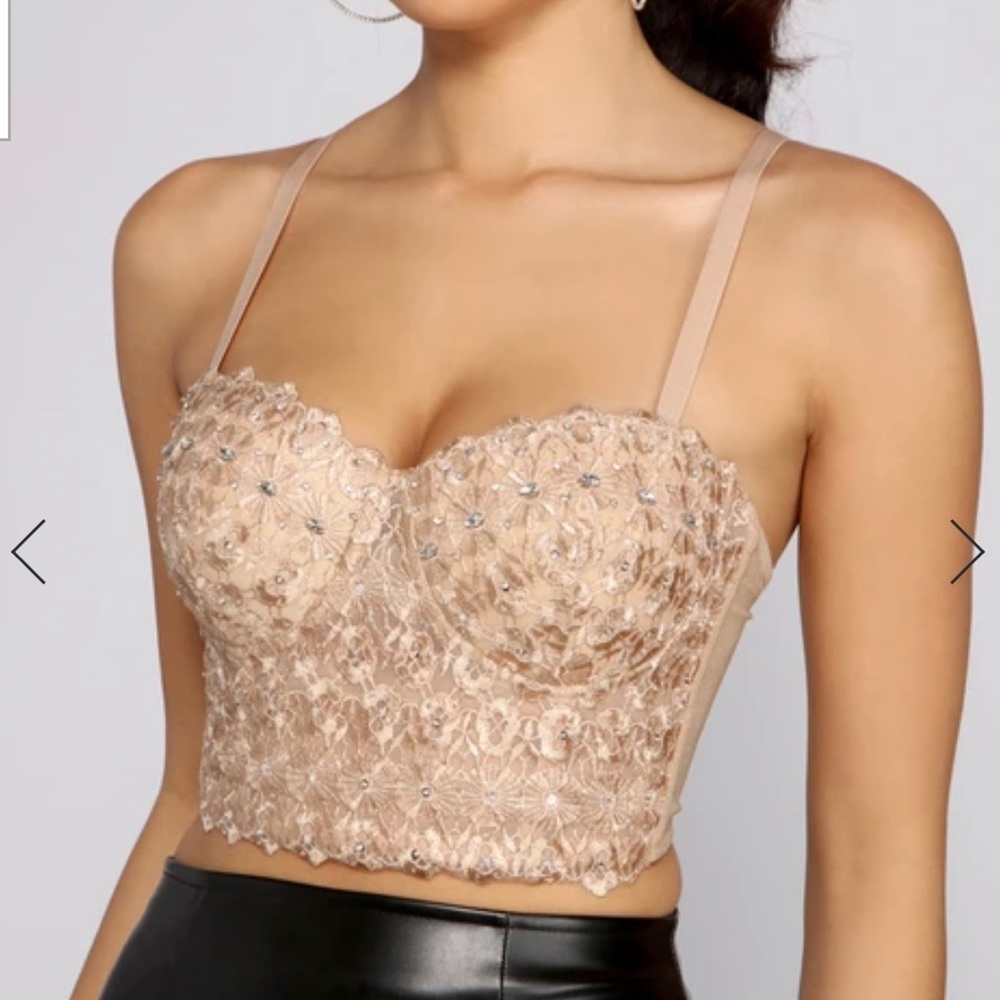Lace & Beaded Crop Top